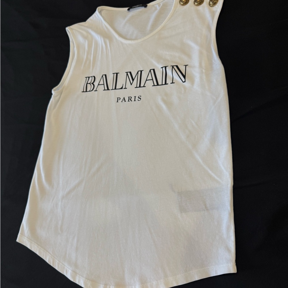 Balmain White Sleeveless Top